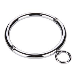 Metal Collar BDSM Bondage Fetiche Colar de Aço Inoxidável Sexo Brinquedos para Casais Adult Sex Acessórios para mulher Y201118