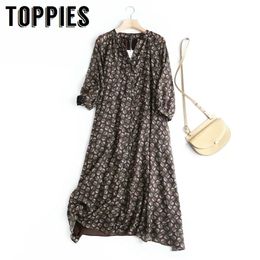 Toppies Spring New Print Dress Women Long Sleeve Vintage Dresses Vestido 210412