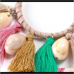 Charm Jewelry Drop Delivery 2021 Eh7218 Exaggerated Shell Long Earring Fan-Shaped Tassel Earrings Bohemia Ttupa