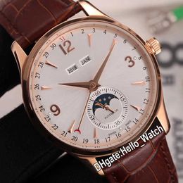 watches men luxury brand Master Control Perpetual Calendar 1552520 Moon Phase Automatic Mens Watch White Dial Rose Gold Case Leather Strap discount