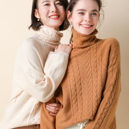 Johnature Pullover Turtleneck Sweaters For Women Casual Solid Color Korean Style Female Loose Soft Knitted Sweaters 210521