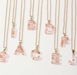 26 Initial letter Necklace Transparent Pink Acrylic Pendant Necklaces for Women Jewelry