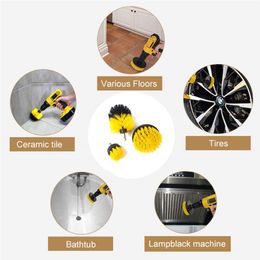 3pcs set electric scrubber brush drill kit plastic round cleaning brush for carpet glass car Tyres nylon brushes 2 3 5 4274W