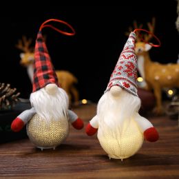 2021 Christmas decoration ornaments luminous doll Rudolph faceless old man ornaments Xmas tree pendant