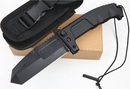 High Quality Cold Steel Pocket Knife Folding Black Blade Knife Camping Knives 440C Titanium Coated Tanto Point 6061-T6 Handle Sheath And Retail Box Package 993