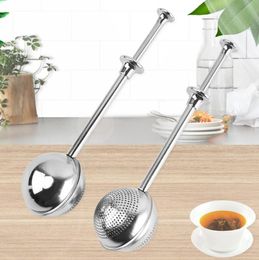 50pcs Tea Infusers Stainless Steel Teapot Strainer Ball Shape Push Style Infuser Mesh Filter Reusable Metal Tool Accessories