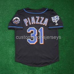 Men Women Youth Embroidery Mike Piazza 2000 World Series Black Jersey All Sizes