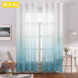 Gradient Tulle Sheer Window Curtains For Living Room Bedroom Modern Fabric Kitchen Voile Drapes Home Textiles Curtain &