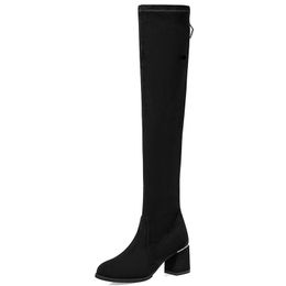 Boots Sexy Over The Knee High Heels Back Zipper Genuine Leather Shoes Woman Autumn Winter Wedding Night Club For Women