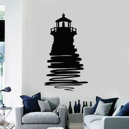 beach silhouette Australia - Wall Stickers Sticker Lighthouse Silhouette Castle Beach House Decor Decal For Kids Room Removable Wallpaper Decoration P870