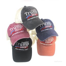 Trump Hat Keep America Great Letter Embroidered Washed Cloth Ball Cap Outdoor Trump 2024 President Baseball Caps T2I51859