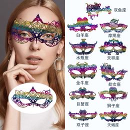 12 Pcs/lot Constellation Masquerade Mask for Women Men Couples Venetian Lace Eye Mask Luxury Multicolore Mardi Gras Festival Halloween Anniv