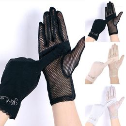 Women Girls Lace Gloves Short Sunscreen Non-Slip Driving Cotton All Seasons Touch Screen Ladies Bow Dress1