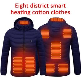 1 pc roupa de aquecimento inteligente vestuário inverno luz de proteção fina jaqueta masculina colete elétrico USB oito zona 211126