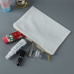 6*9 inch Blank Polyester Canvas Storage Bag Makeup with Golden Zipper Cosmetic for DIY Sublimation Heat Transfer bridemaid Gift