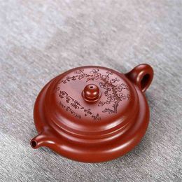 Mud Dahongpao Yixing Teapot Flat Drum Handmade Purple Clay Kettle Send Gift Box 210813