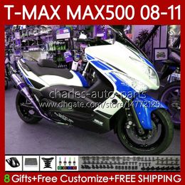 Body Kit For YAMAHA TMAX MAX 500 XP500 White blue MAX-500 T 2008-2011 Bodywork 107No.113 TMAX-500 TMAX500 T-MAX500 2008 2009 2010 2011 MAX500 08 09 10 11 OEM Fairing