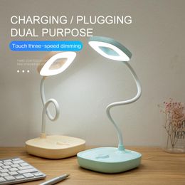 abs chrome UK - Modes Dimming LED Table Lamp 5W USB Charging Student Eye Protective Study Touch Control Desk Indoor Reading Lighting Lamps