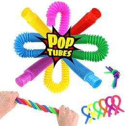 Sensory Toys Fidget Tube Fun Pull P op Tubes for Kids Stretch Bend Build Connect Provide Tactile and Auditory Play 20cm 13cm DEC658