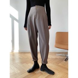 High Waist Trousers Fashion Straight Suit Pants Women Spring Autumn Korean Vertical Casual Harem 210607