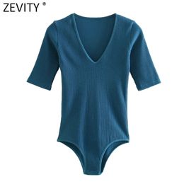 Spring Women Fashion V Neck Short Sleeve Pinstripe Slim Bodysuits Female Chic Casual Playsuits Sexy Siamese Romper LS7457 210420