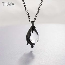 handmade sterling silver jewelry UK - Thaya 40cm No Longer Sorrow Necklace Handmade White Crystal 925 sterling silver Scale Light for Women Girl Jewelry Gift 210929