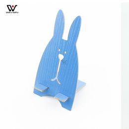 Creative Animal Rabbit Mobile Phone Holders Portable Fashion Wooden Blue Stand Universal Lazy Bracket