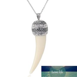 Hot Popular Lvory Necklace Jewelry Ox Horn Pendant Necklace and Pave Crystal Pendant With Ox Horn Stainless Steel Chain Factory price expert design Quality