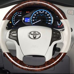 For Toyota Highlander sienna Modification Parts DIY Imitation Peach Wood Grain Leather Interior Steering Wheel Cover