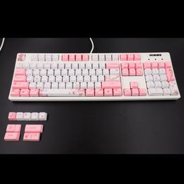 OEM PBT Cherry Blossom Keycap Mechanical Keyboard Keycaps Dye-Sublimation Keycap Wholesale Dropshipping