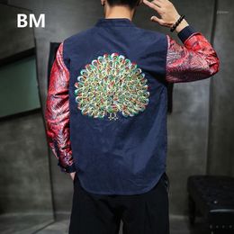 phoenix suit Canada - Chinese Style Phoenix Embroidered Coat Stand Collar Jacket Retro Tang Suit Fashionable Large Size Clothes Men Clothing Men's Jackets