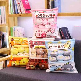 Pudding Bag Food Toy Mini Animals Balls Yellow Chick Bear Pink Bunny 8 pcs Snack Zipper Decor Pillow Cushion Girls 210728