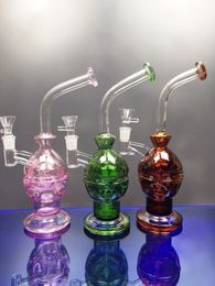 Glass Bong Water Perc Recycler Water Pipes 14.4mm Joint Fab Egg Dab Rig Showerhead Perc Hookahs Pipes Pipe Colors Bongs zeusart shop
