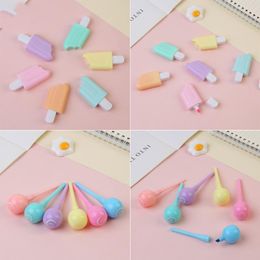 Highlighters 6pcs/Set Cute Mini Cartoon Highlighter Candy Modelling Student With A Set Of Marker Pen Gift Flash Capacity Office Stationery