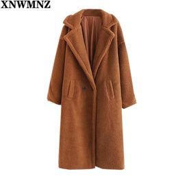 Winter long Coat women elegant Teddy coats Stylish Female Thick Warm Cashmere Jacket Casual Girls Streetwear large sizes 210520