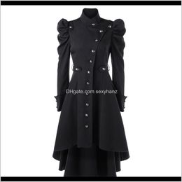 Wool Blends Outerwear & Coats Clothing Apparel Drop Delivery 2021 Gothic Women Trench Winter Autumn Womens Overcoat Windbreaker Female Long C