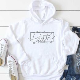 Faith Ephesians 2:8 Hoodies Casual Unisex Jesus Bible Verse Cotton Pullovers Women Scripture Christian Church Hooded Sweatshirts X0721