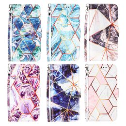 PU Leather Flip Wallet Case for Iphone 12 11 PROMAX 12PRO 11ProMAX XR XS MAX 8 7 Plus 6 6SPlus Gold Geometric Marble Cases Cover