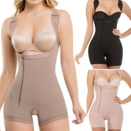 NEMOLEMON Women Body shaper Post Liposuction Girdle Clip And Zip Bodysuit Vest Waist Shaper Shapewear Butt Lifter Tummy Control 210402