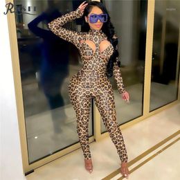 European And American Women's Long Sleeve Round Neck Sexy Hollow Lace Up Fashion Sports Jumpsuit Jumpsuits & Rompers