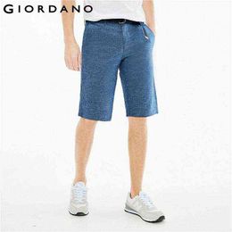 Giordano Men Shorts Linen Slim Fit Bermuda With Belt Short Homme 2018 New Arrivals Chic Item Masculina Pantalon Corto Hombre H1210