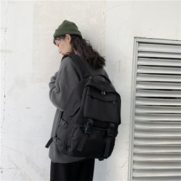 Black Backpack Trend Female Fashion Women Waterproof Large School Bag Teenage Girls Student Shoulder Bags 220225