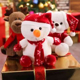 Christmas moose bear plush toy soft elk snowman doll festival wapiti decoration lovely animal gift for children 1pcs 210728