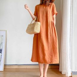 VANOVICH Women's Dress Summer Solid Colour Pluz Size Short Sleeve Round Collar Korean Style Women Clothing 210615