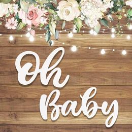 HUIRAN Oh Baby Wooden Letter String Boy Girl Baby Shower Decoraion Birthday Party Dcor Gender Reveal Party Wall Sign Supplies 210408