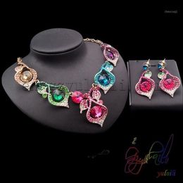 Earrings & Necklace Yulaili Fashion Design Cubic Zircon Plated Gold Copper Ladies Wearing Jewellery Sets