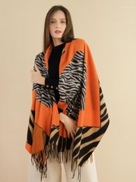 Scarves 100% Cashmere Scarf Animal Zebra Pattern Print Long 180x70cm Tassels Warm Winter Punk Fashion Design Women Shawl Pashmina