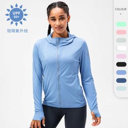 Women's Jacket Summer Sunproof Clothing Light Breathable Zipper Shirt Hoodies Anti Ultraviolet Running Fitness Gym Clothing UPF50 + Sunscreen Coat