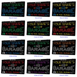 LX1140 Your Names Garage My Tools Rules Light Sign Dual Colour 3D Engraving