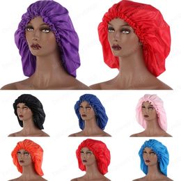 High Quality Extra Large Sleep Cap Shower Cap Women Hair Treatment Hat Solid Color Elastic Night Cap Bonnet Hairdressing Beauty